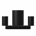 Sonos Beam (gen 2), Era 100 &amp; Sub Mini 5.1.2 soundbarpaket, svart