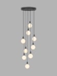 Tala Graphite Nine Pendant Cluster Ceiling Light with Sphere IV ES LED Dim to Warm Globe Bulbs, Black