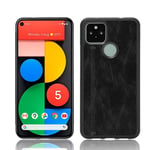 Google Pixel 5 - Hybrid cover i læder design - Sort