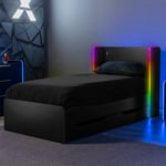 X Rocker Electra Gaming Bed Frame with Underbed Storage Drawers and LED Lights Black