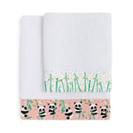 Handduksset HappyFriday Moshi Moshi Panda Garden Pink 2 delar