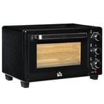 HOMCOM Mini Oven 21L Electric Toaster Oven w/ Adjustable Temp Timer, Black