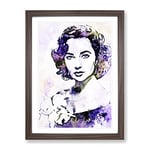 Elizabeth Taylor In Abstract Modern Art Framed Wall Art Print, Ready to Hang Picture for Living Room Bedroom Home Office Décor, Walnut A3 (34 x 46 cm)