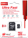 8GB MicroSD Memory card for Praktica Luxmedia WP240, Z212 camera Class 10 80MB/s
