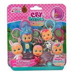 Cry Babies Magic Tears Lot de 5 Porte-clés surpris de Vos poupées Mini Cry Babies préférées (7 cm) avec Mousqueton Amovible pour Sac à Dos et Fixation pour clé +3 Ans