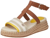 Tommy Hilfiger Femme Espadrilles Feminine Crochet Platform Sandal Chaussures en Toile, Beige (Light Sandalwood), 40 EU