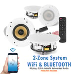 6.5" Multi Room Ceiling Speaker System 2 Zone WiFI Wireless Bluetooth Home Audio