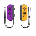 Paire de manettes Joy-Con gauche violet néon et droite orange néon