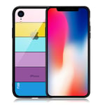 Apple iPhone Xr NXE raita kuviollinen lasi sekä muovi takasuoja kuori - Tyyli C Monivärinen