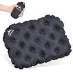 IEEILULU Coussin Gonflable Camping, Coussin Gonflable Exterieur, Coussin D'assise Gonflable avec Sac de Rangement pour Camping, Extérieur, Backpacking, Voiture, Avion, Plage, Résistant à l'ea (Gris)