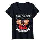 Womens DRIVING EACH OTHER Nuts FOR 8 YEARS 8th Wedding Anniversary V-Neck T-Shirt