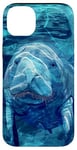 Coque pour iPhone 14 Plus Save The Manatee Crystal River FL Bleu abstrait rayé