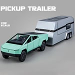 1:32 Cybertruck Model Y Perävaunu Autoseos Diecasts & Leluajoneuvot Metallilelu Automalli Ääni ja valo Kokoelma Lasten Lelu