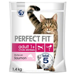 PERFECT FIT Croquettes pour Chat Adulte Stérilisé Riches en Saumon - Lot de 5 Sacs de 1,4kg - Nourriture Complète & Equilibrée, pour le Maintien de la Vitalité et de l'Agilité