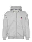 Reg Retro Shield Zip Hoodie Tops Sweat-shirts & Hoodies Hoodies Grey GANT