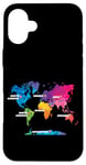 Coque pour iPhone 16 Plus Carte Colorée Terre Pays Continent Géographie Carte Du Monde