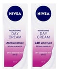 2 x Nivea Nourishing Day Cream 24h Moisture Dry & Sensitive Skin (2 x 50ml)