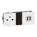 Legrand - Prise de courant Surface + double chargeur USB Type-A Mosaic précâblée 5 modules - blanc