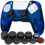 Coque Silicone Anti Chute Compatible Manette PS5 Bleu Camouflage GF40126