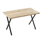 Clipop - Table de salle à manger rectangulaire effet béton, 4-6 personnes,avec pieds en métal en forme de X,120cm,Bois