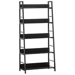 HOMCOM Étagère bibliothèque de Rangement Style Industriel incliné 5 Niveaux 70L x 35l x 150H cm Noir