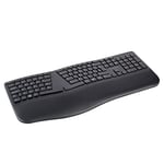 Kensington Pro Fit Ergo Wireless Keyboard, QWERTY keyboard layout, Dual 2.4 GHz and Bluetooth 4.2 technology, Compatible with Chrome OS, macOS and Windows, K75401UK,Black