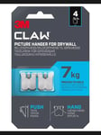 3M CLAW Plasterboard Hooks Picture Hanger For Drywall Holds Up to 7kg - 4 Pack