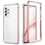 SURITCH Clear Case for Samsung Galaxy A52 A52s 5g【Built in Screen Protector】 360 Full Body Hybrid Protection Hard PC+Soft TPU Rubber Rose Gold Bumper Rugged Case Cover for Galaxy A52 5G/4G 6.5 inch