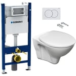 Pack wc Bati-support Geberit Duofix + wc Cersanit S-line Pro + Abattant + Plaque blanche (S-LineProGeb3)