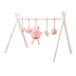 roba Arche de jeu pour bébé en bois – Baby Gym & Montessorie Jouet avec pendentif roba Style – Centre d'activité et trapèze de jeu à partir de 3 mois – Rose