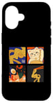 iPhone 16 Retro Color Blocks Of Ramen And Neko Cat Fun Japanese-Themed Case