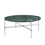 Gubi - TS Coffee Table - Round, Ø80 Polished Steel Base, Table Top Green Guatemala Marble - Sidobord - GamFratesi - Grön - Metall/Sten