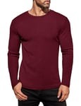 Ekouaer Haut Thermique Homme Respirante sous Thermique Tee Shirt Manche Longue Rouge Foncé XXL