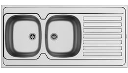 Évier D'Édition 120x60cm Inox Evier de Cuisine International Double 2 Lavabo