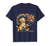 Funny Labrador Dog Blowing Fall Leaves with Leaf Blower T-Shirt