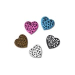 Crocs Unisex's Leopard Animal Print Heart 5pk Shoe Charms, One Size