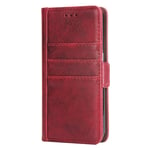 Mipcase Leather Case for Samsung S7 Edge, Multi-function Flip Phone Case with Iron Magnetic Buckle, Wallet Case with Card Slots [6 Slots] Kickstand Business Cover for Samsung S7 Edge (Red)