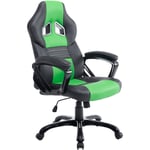 Décoshop26 - Fauteuil de bureau gaming sur roulettes mécanisme d'inclinaison en pvc noir / vert et plastique 100002598