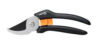 Fiskars Sécateur à Lame Franche pour Branches fraîches, Revêtement Antiadhésif, Lames en acier/poignées FiberComp, Noir/Orange, Solid, P121, 1057160