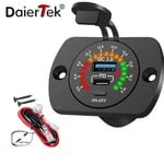 DaierTek 12V USB billaddareuttag PD Typ C QC3.0 Snabbladdare 12V/24V USB-port med strömbrytare Färgglad Voltmeter Strömuttag