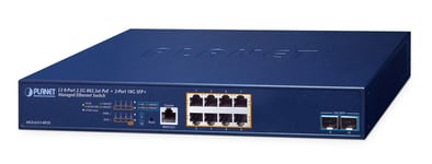 PLANET Layer 3, 8-Port 2.5GBASE-T Håndtert L3 2.5G Ethernet (100/1000/2500) Strøm over Ethernet (PoE) 1U Blå