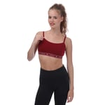 Lacoste Womenss Branding Bandeau Bralette in Burgundy Cotton - Size 2XL