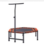 lbh 48 Inch Trampoline with Height Adjustable Bar, Fitness Trampoline Quiet and Safe, Exercise Trampoline for Kids Adults Indoor/Garden Workout