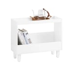 SoBuy Bout de Canapé Table de Chevet Table de Nuit Table d'Appoint avec 2 Étagères pour Salon, Chambre ou Bureau, L60 x P25 x H50 cm, Blanc, FBT147-W