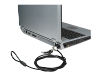 Manhattan Mobile Security Laptop Lock, Key Lock, 1.8m, kompatibel med Kensington-lås, stark stålkabel (5mm tjock), Diecast Zinc Alloy Lock, metallkonstruktion som motstår manipulering, två nycklar ingår, svart PVC-jacka, livstidsgaranti, Blister - Se