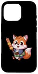 Coque pour iPhone 16 Pro Renard kawaii avec Hanami Dango