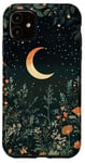 iPhone 11 Night Forest Dark Cottagecore Crescent Moon Botanical Case