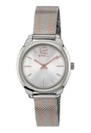 BREIL - Montre pour Femme Collection CLUBS TW1716 - Montre Femme avec Cadran Analogique Argent - Mouvement TIME MODULE VJ20 - Bracelet Argent et Maille Milanaise IP Rose