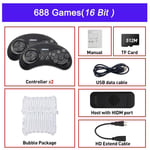 Console De Jeu Vidéo Rétro 16 Bits Md Pour Sega Genesis 4k Game Stick Intégré 4600 Jeux Contrôleur Sans Fil Gamepad Game Player, 688 Jeux Sans Boîte