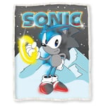 Character World Official Sonic the Hedgehog Fleece Christmas Blanket | Super Soft Warm Throw with Sherpa Reverse, Xmas Ice Design | Perfect For Home, Bedroom, Sleepovers & Camping | Size 100 x 150cm